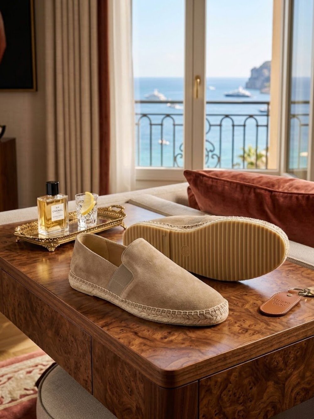 André Assous Santiago Espadrille Tan Suede Loafer Shoes $159 Andre